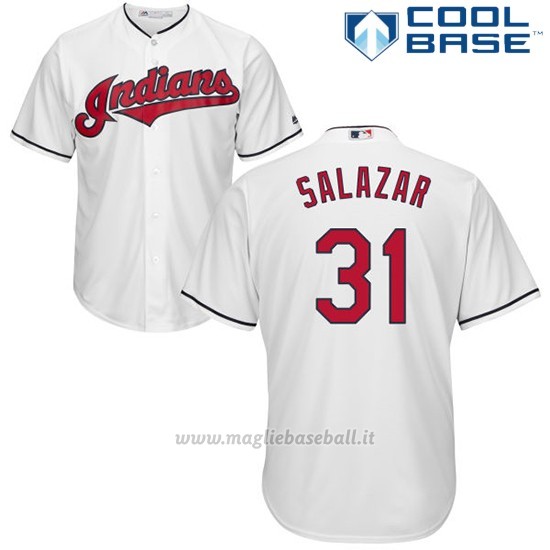 Maglia Baseball Uomo Cleveland Indians Danny Salazar 31 Bianco Autentico Collezione Cool Base